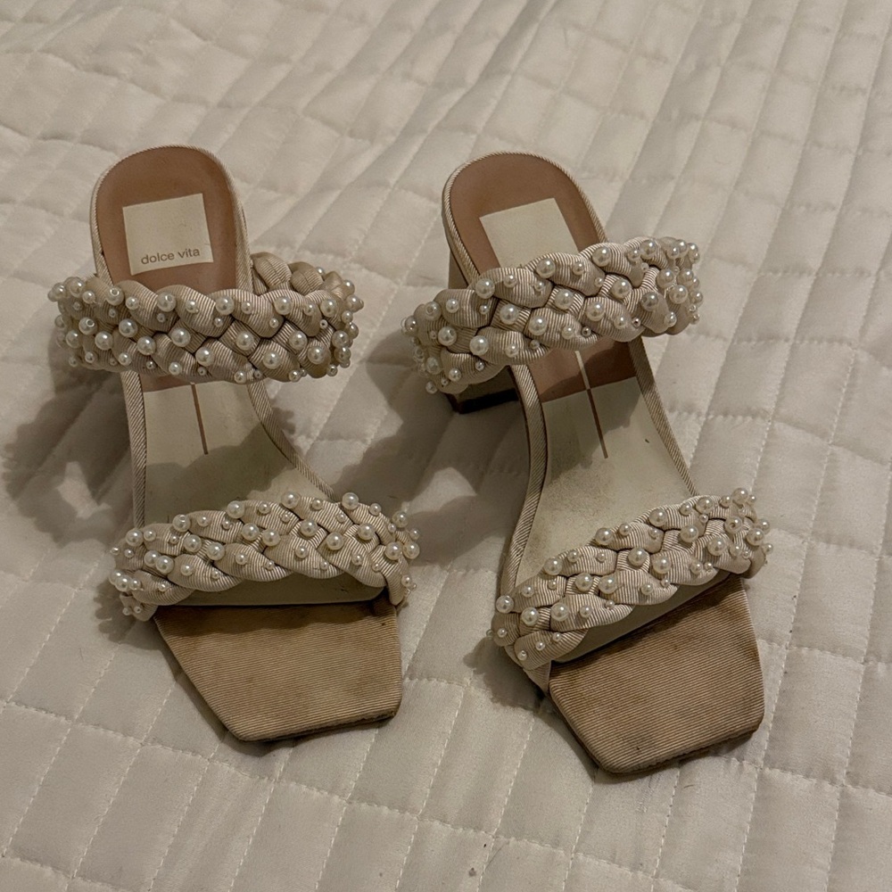 Dolce Vita Cream Pearl Embellished Heels